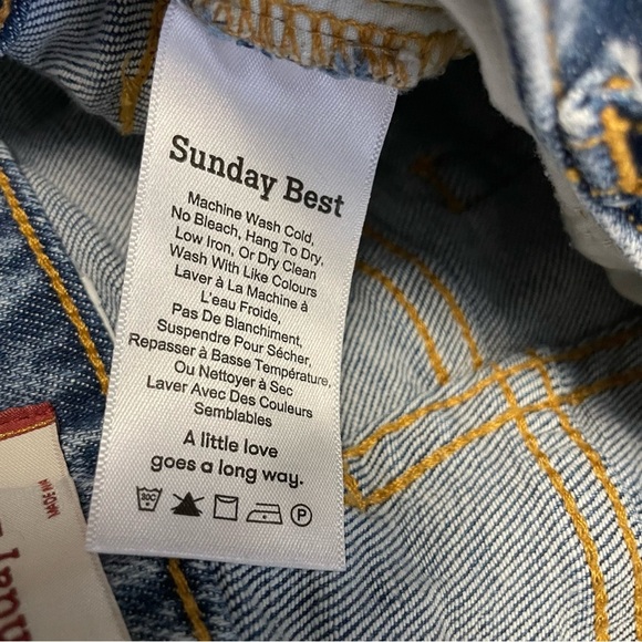 Sunday Best Blue Denim Jean Shorts Distressed Frayed Hem Women’s Size 25 - Picture 6 of 8